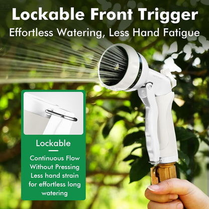 Garden Hose Nozzle, Heavy Duty Metal Water Hose Nozzle with 7 Adjustable Spray Patterns, High Pressure Hand Sprayer with Flow Control for Watering Plants & Lawns, Washing Cars & Pets
