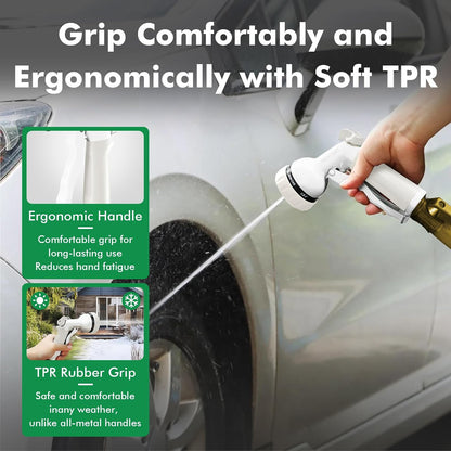 Garden Hose Nozzle, Heavy Duty Metal Water Hose Nozzle with 7 Adjustable Spray Patterns, High Pressure Hand Sprayer with Flow Control for Watering Plants & Lawns, Washing Cars & Pets