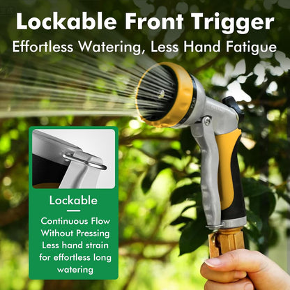 Garden Hose Nozzle, Heavy Duty Metal Water Hose Nozzle with 7 Adjustable Spray Patterns, High Pressure Hand Sprayer with Flow Control for Watering Plants & Lawns, Washing Cars & Pets