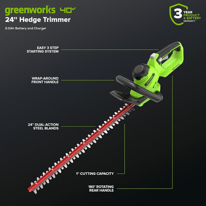 40V 26 in Cordless Hedge Trimmer, Tool Only