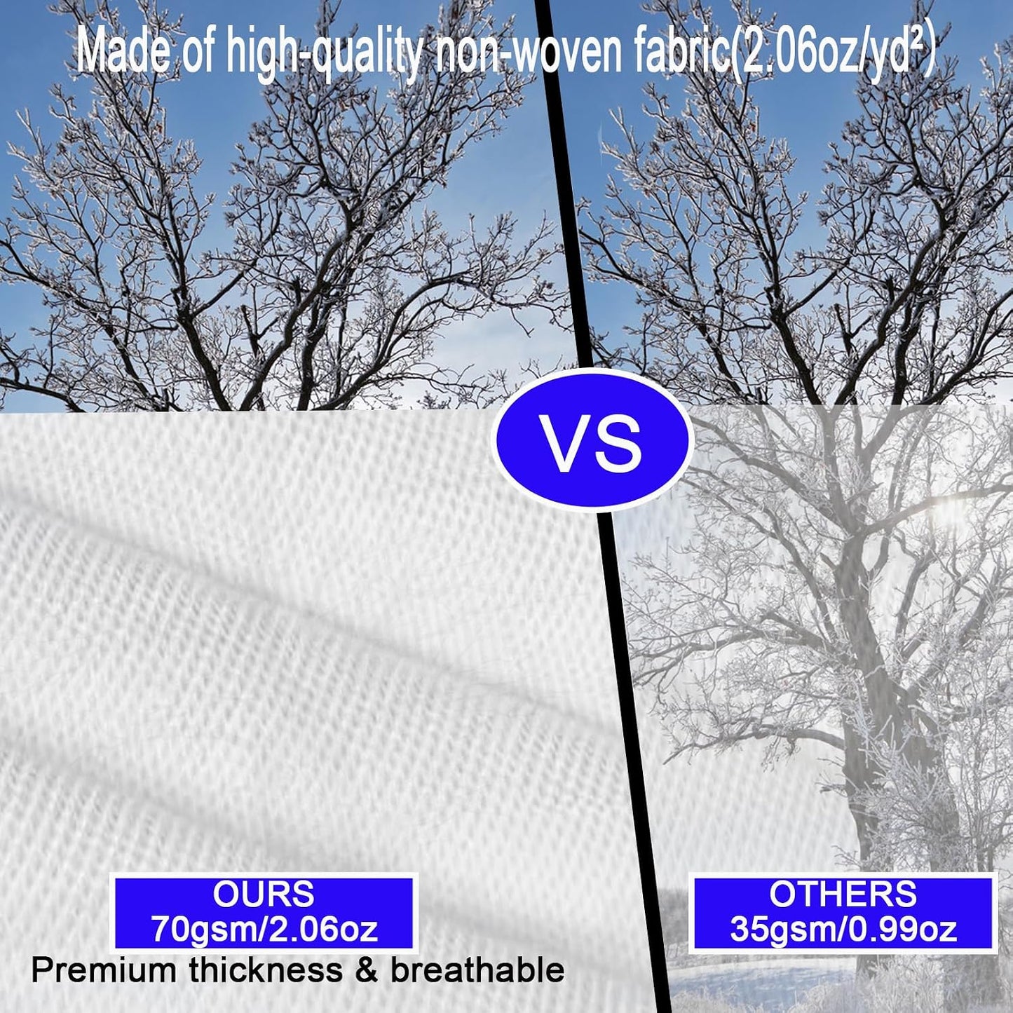 Plant Frost Protection Covers with Viewing Window, 47.2" x 70.8", 2.06oz/yd², Reusable Drawstring Tree Cover, Winter Tree Blanket with Zipper for Outdoor Plants, Frost Protection Cloths(2 Pack)