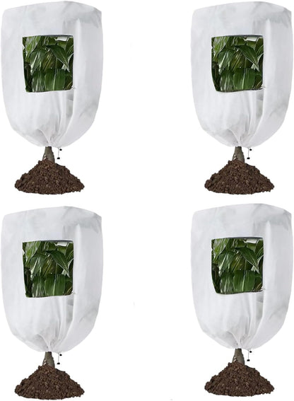 Plant Frost Protection Covers with Viewing Window, 47.2" x 70.8", 2.06oz/yd², Reusable Drawstring Tree Cover, Winter Tree Blanket with Zipper for Outdoor Plants, Frost Protection Cloths(2 Pack)