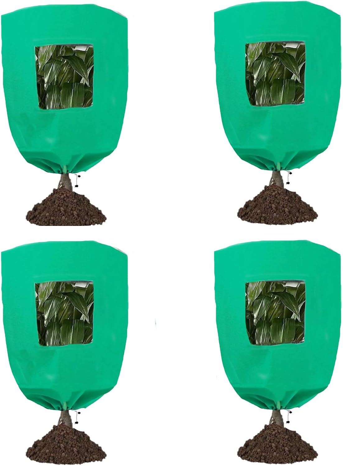 Plant Frost Protection Covers with Viewing Window, 47.2" x 70.8", 2.06oz/yd², Reusable Drawstring Tree Cover, Winter Tree Blanket with Zipper for Outdoor Plants, Frost Protection Cloths(2 Pack)