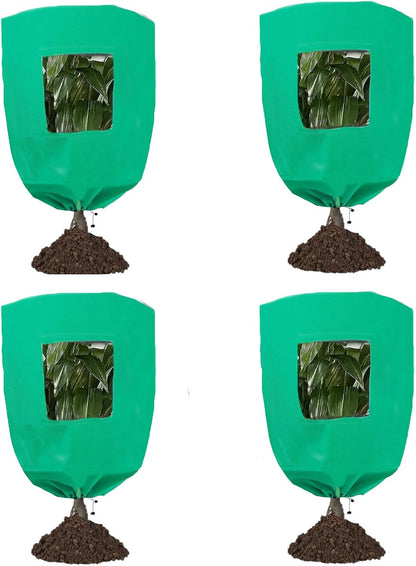 Plant Frost Protection Covers with Viewing Window, 47.2" x 70.8", 2.06oz/yd², Reusable Drawstring Tree Cover, Winter Tree Blanket with Zipper for Outdoor Plants, Frost Protection Cloths(2 Pack)