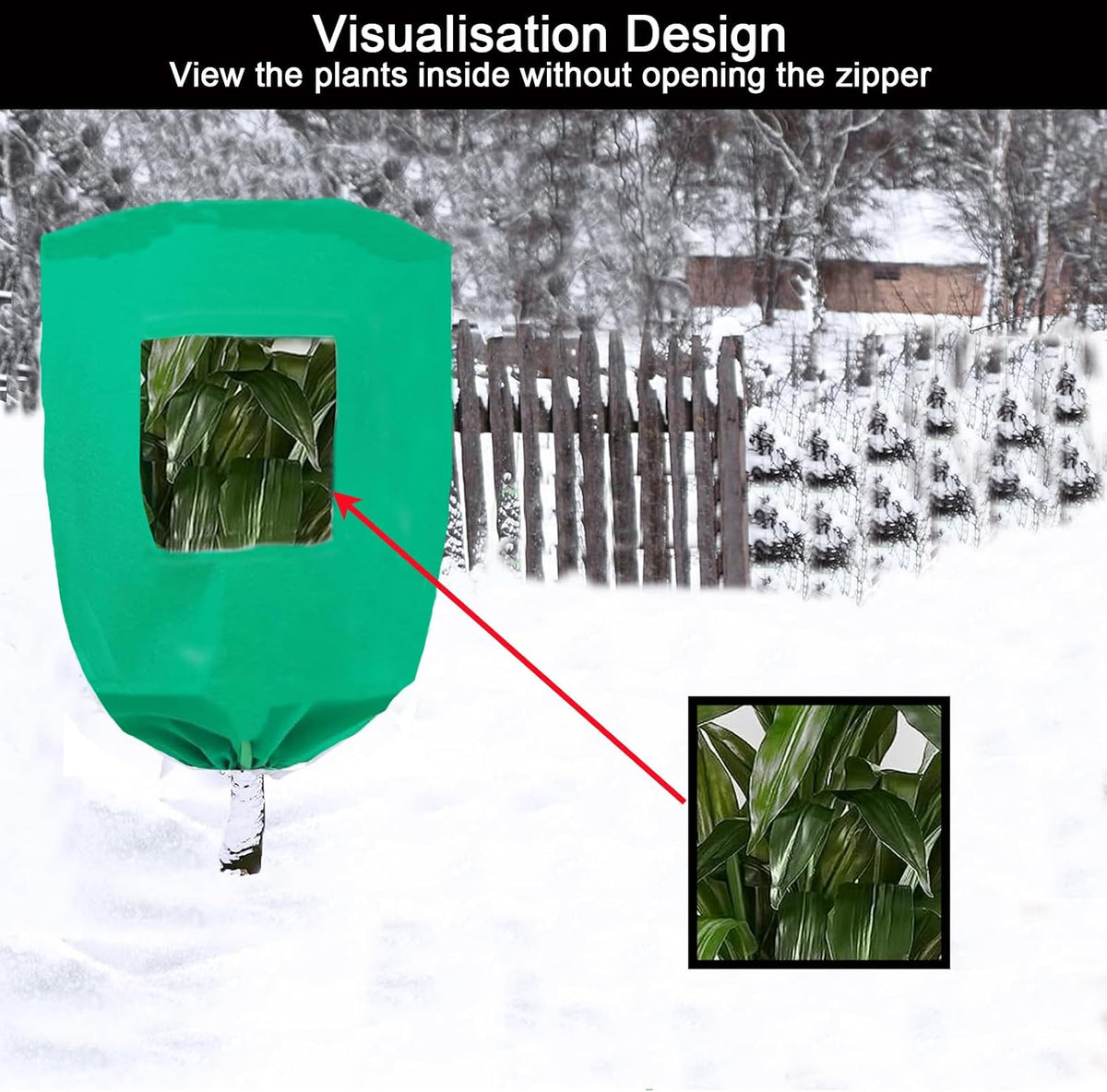 Plant Frost Protection Covers with Viewing Window, 47.2" x 70.8", 2.06oz/yd², Reusable Drawstring Tree Cover, Winter Tree Blanket with Zipper for Outdoor Plants, Frost Protection Cloths(2 Pack)