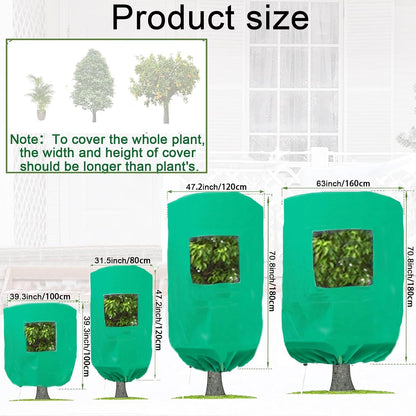 Plant Frost Protection Covers with Viewing Window, 47.2" x 70.8", 2.06oz/yd², Reusable Drawstring Tree Cover, Winter Tree Blanket with Zipper for Outdoor Plants, Frost Protection Cloths(2 Pack)