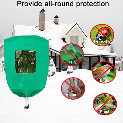 Plant Frost Protection Covers with Viewing Window, 47.2" x 70.8", 2.06oz/yd², Reusable Drawstring Tree Cover, Winter Tree Blanket with Zipper for Outdoor Plants, Frost Protection Cloths(2 Pack)