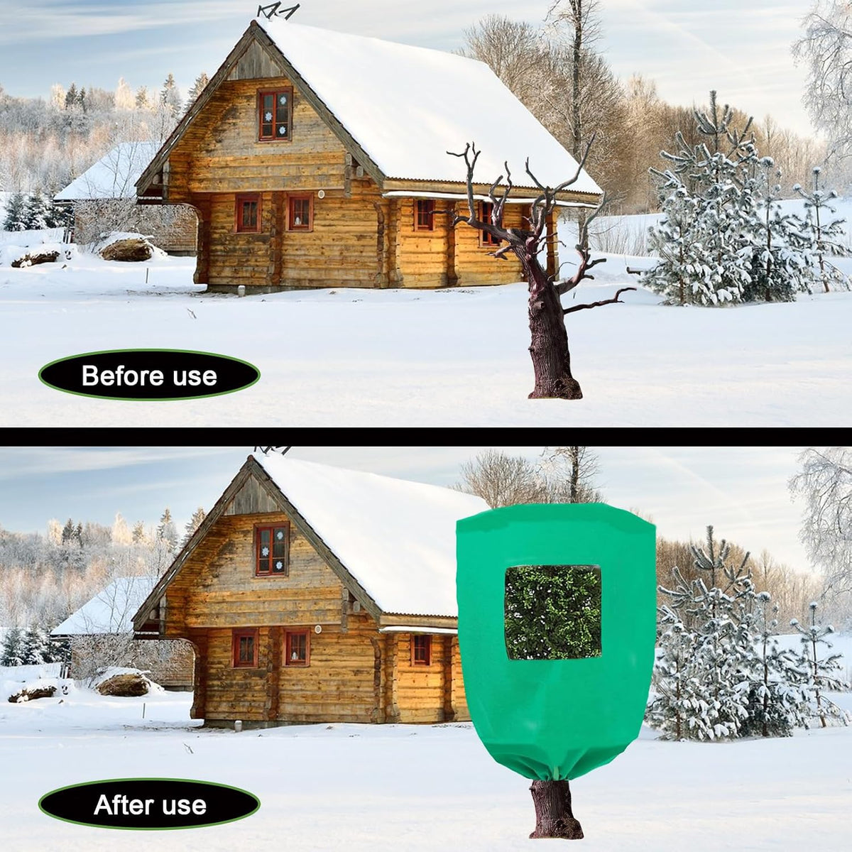 Plant Frost Protection Covers with Viewing Window, 47.2" x 70.8", 2.06oz/yd², Reusable Drawstring Tree Cover, Winter Tree Blanket with Zipper for Outdoor Plants, Frost Protection Cloths(2 Pack)