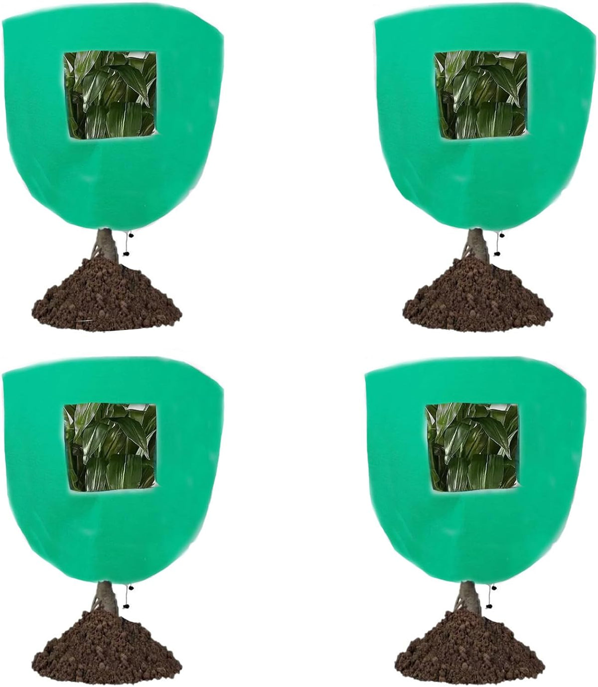 Plant Frost Protection Covers with Viewing Window, 47.2" x 70.8", 2.06oz/yd², Reusable Drawstring Tree Cover, Winter Tree Blanket with Zipper for Outdoor Plants, Frost Protection Cloths(2 Pack)