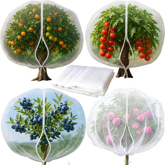 4PACK Garden Mesh Netting with Drawstring & Zipper (2.3Ft x3.3 FT)