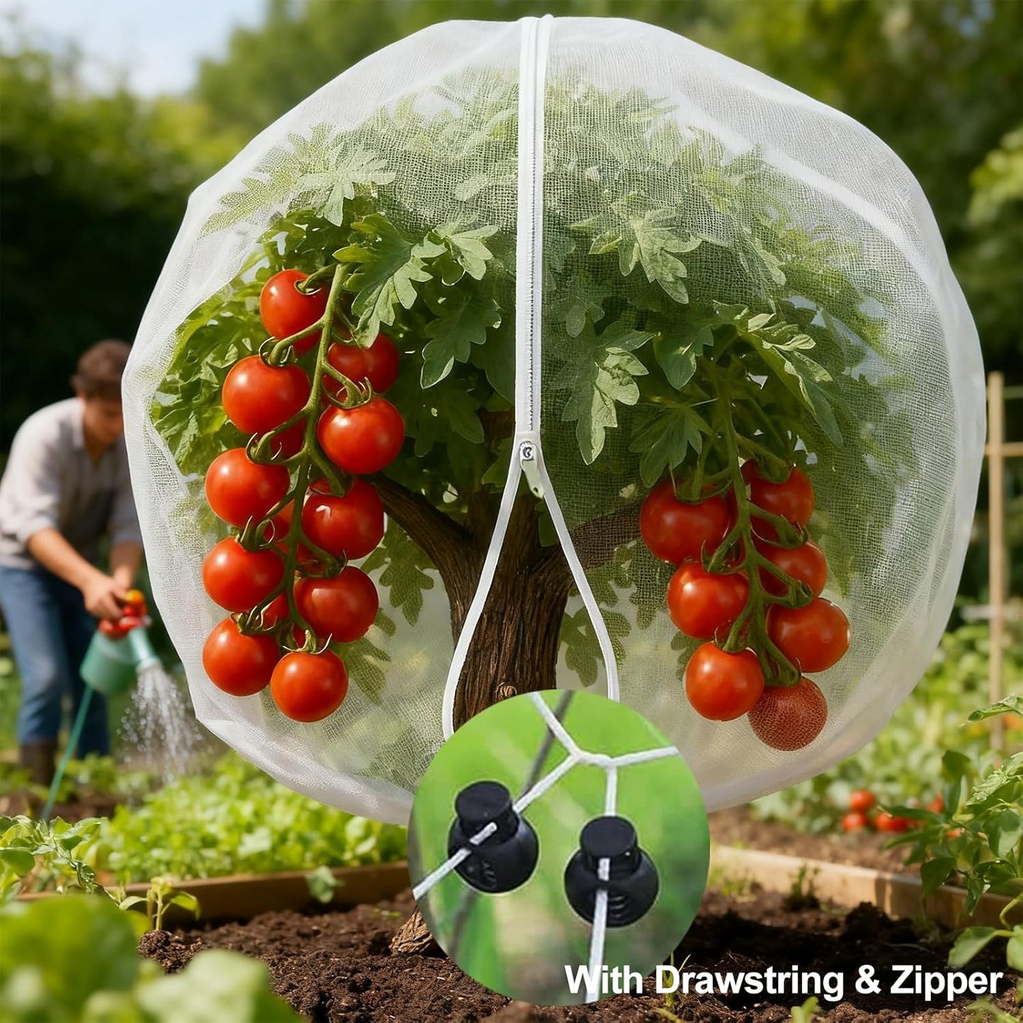 4PACK Garden Mesh Netting with Drawstring & Zipper (2.3Ft x3.3 FT)