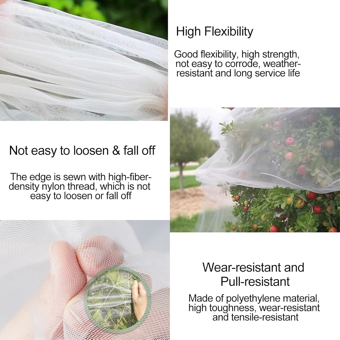 4PACK Garden Mesh Netting with Drawstring & Zipper (2.3Ft x3.3 FT)