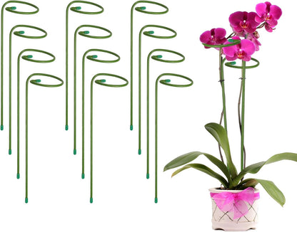 12pcs Plant Support Stakes, 10inch Single Stem Stakes Garden Plant Cage Support Rings for Orchid Rose Tomato Peony Flowers
