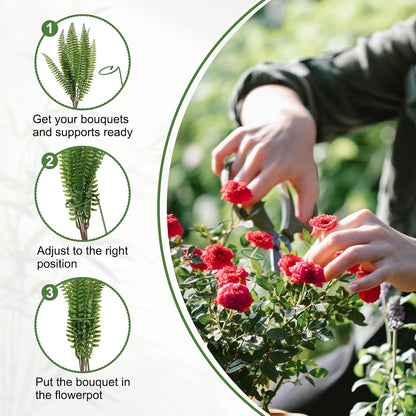 5Pcs 17.7 Plant Support Stakes with 10Pcs Plant Clips Metal Garden Single Stem Flower Support Sticks Plants Cage Support Ring for Peony Rose Tomato Sunflower
