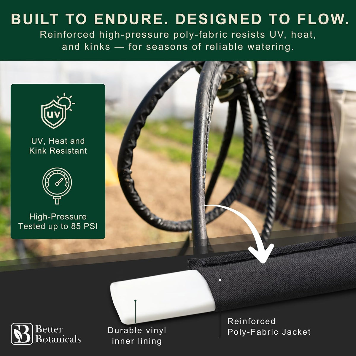 100 FT Flat Soaker Hose (2 x 50 FT) – Drip Irrigation for Garden Beds, Raised Beds & Landscaping – Kink-Resistant, Even Watering, Includes 16 Steel Stakes & Storage Straps