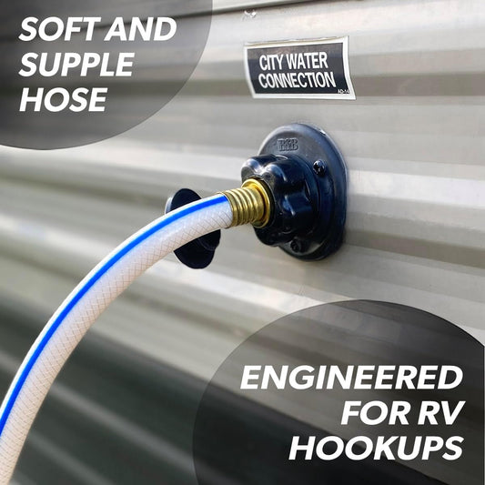 AquaFresh High Pressure Drinking Water Hose, Water Hose Hookup for RV - 1/2" x 10', White