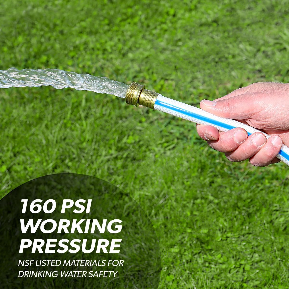 AquaFresh High Pressure Drinking Water Hose, Water Hose Hookup for RV - 1/2" x 10', White