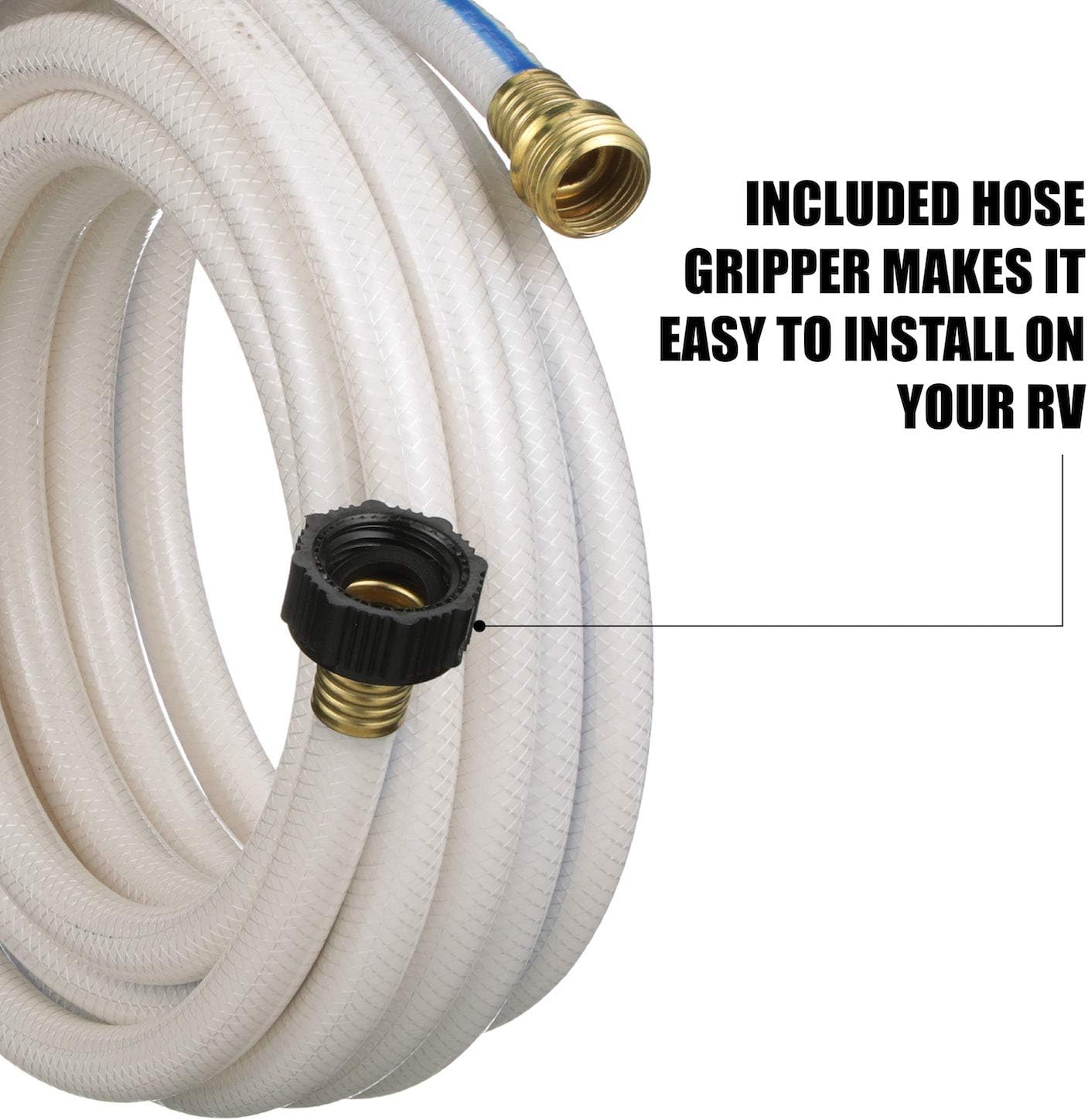 AquaFresh High Pressure Drinking Water Hose, Water Hose Hookup for RV - 1/2" x 10', White