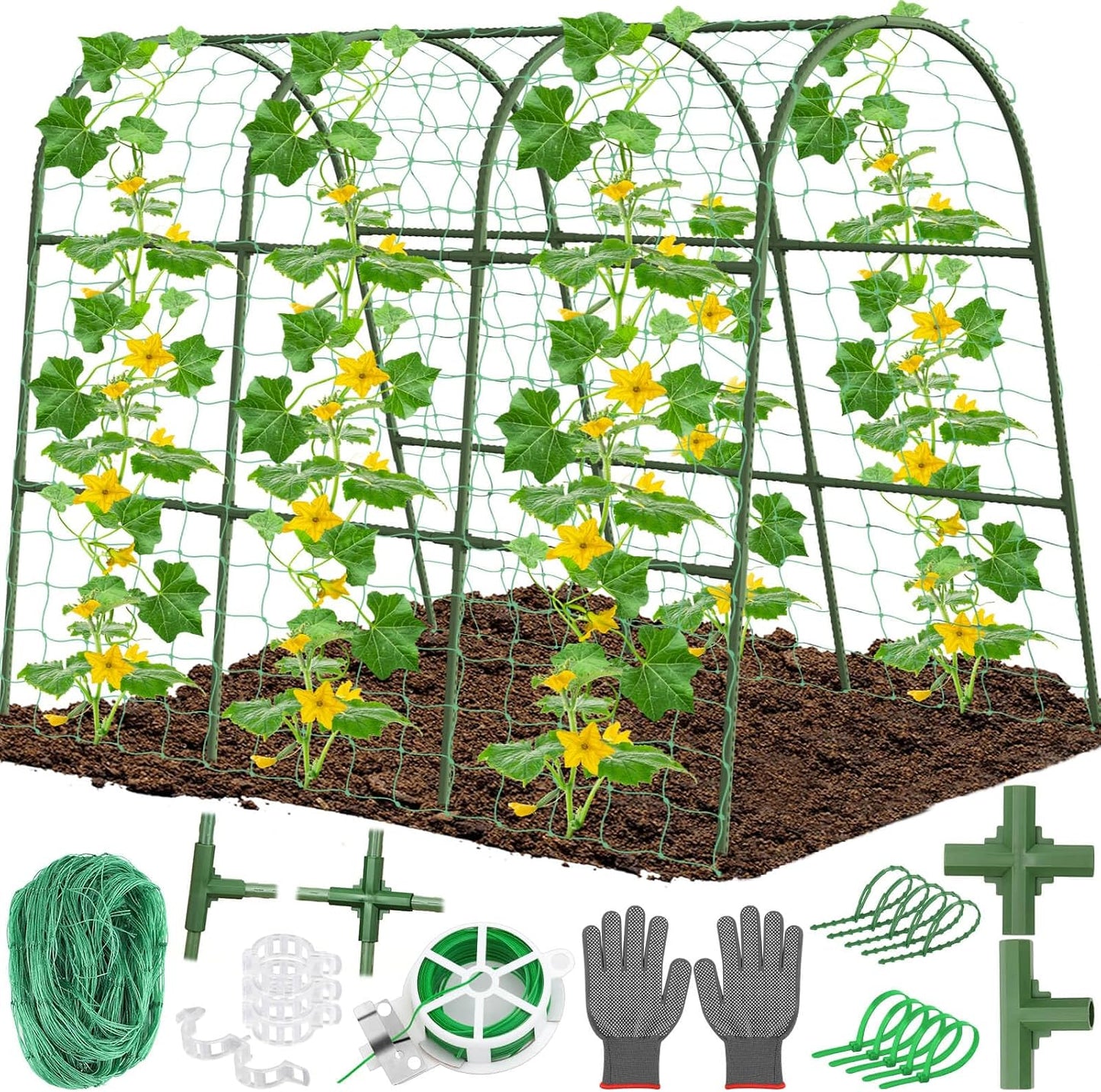 Cucumber Trellis for Raised Bed Garden, Arch Trellis for Climbing Plants