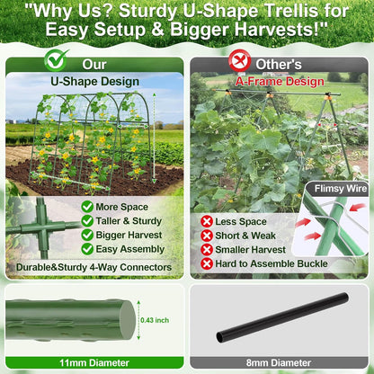 Cucumber Trellis for Raised Bed Garden, Arch Trellis for Climbing Plants