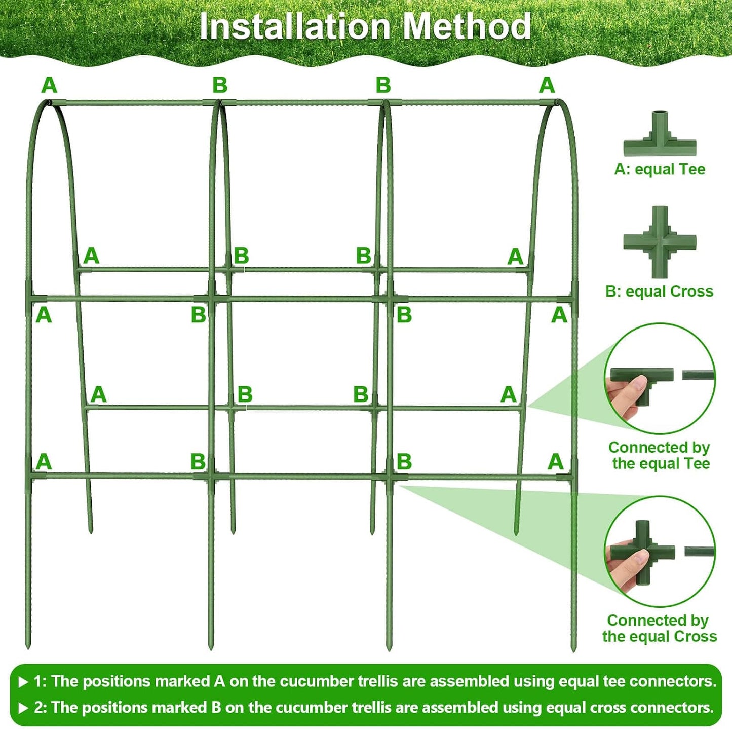 Cucumber Trellis for Raised Bed Garden, Arch Trellis for Climbing Plants