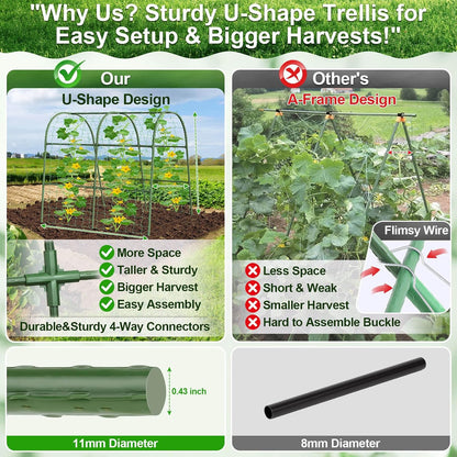 Cucumber Trellis for Raised Bed Garden, Arch Trellis for Climbing Plants
