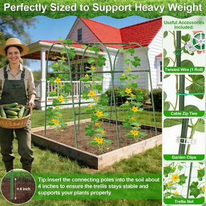 Cucumber Trellis for Raised Bed Garden, Arch Trellis for Climbing Plants