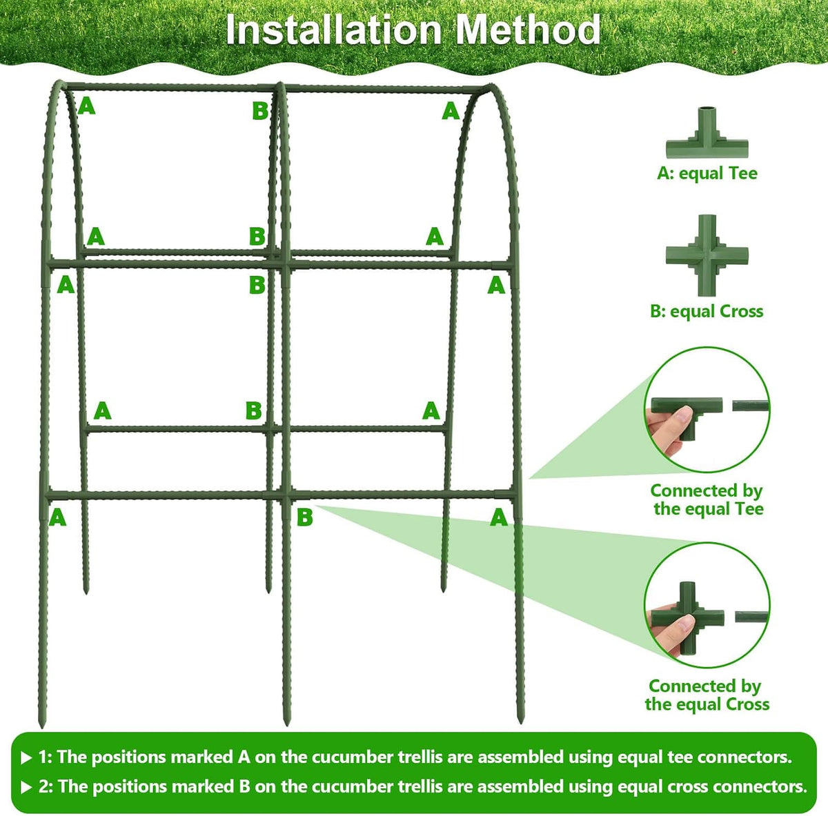 Cucumber Trellis for Raised Bed Garden, Arch Trellis for Climbing Plants