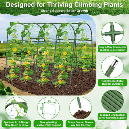 Cucumber Trellis for Raised Bed Garden, Arch Trellis for Climbing Plants