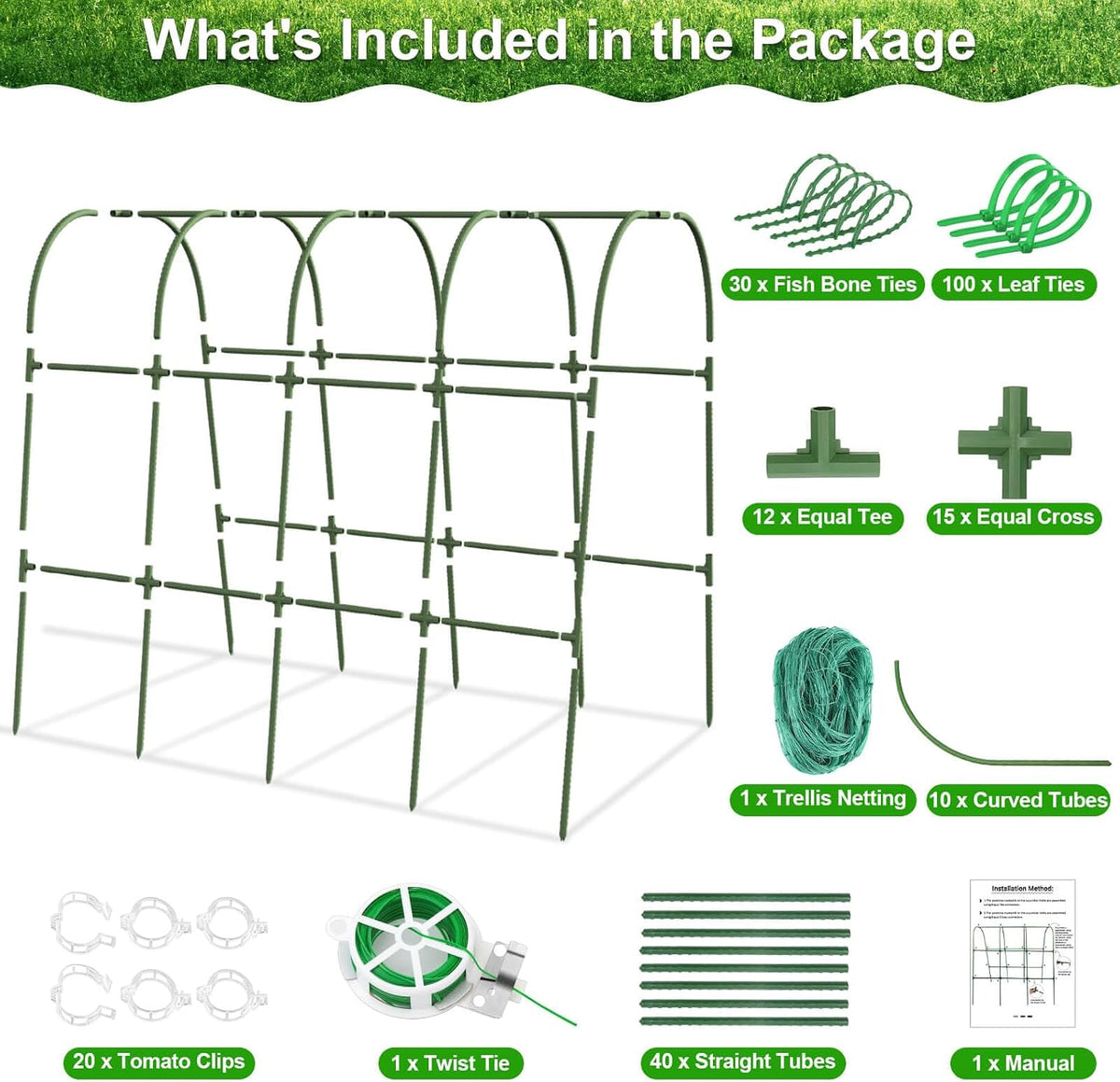 Cucumber Trellis for Raised Bed Garden, Arch Trellis for Climbing Plants