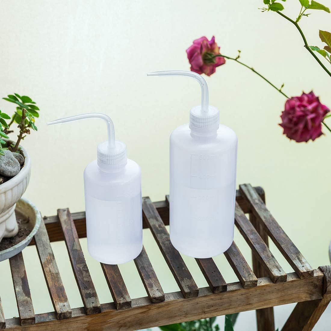 Oubest Squeeze Washing Bottle Succulent Watering Bottle 250ml + 500ml Water Squirt Irrigation Squeeze Sprinkling Can Plastic Wash Plant 2pc