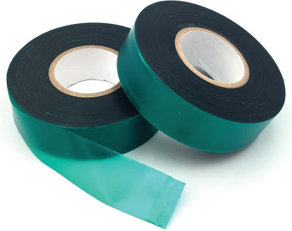 2 Rolls Stretch Tie Tape Garden Tie Tape Thick Plant Ribbon Garden Green Vinyl Stake for Indoor Outdoor Patio Plant Use, 1 Inch Wide by 150 Feet Long
