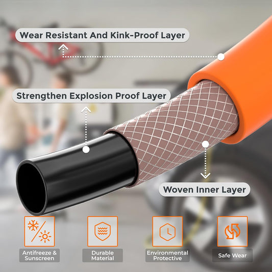Hybrid Lead-in Air Hose, 3/8" x 6 ft, 1/4 in. MNPT Fittings