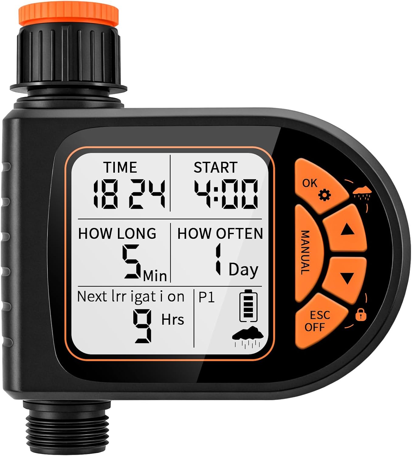 Sprinkler Timer for Garden Hose - Programmable Irrigation Timer with Rain Delay, Manual Watering, Child Lock, Outdoor Garden Automatic Irrigation Drip Watering System for Yard Lawn Pool Garden