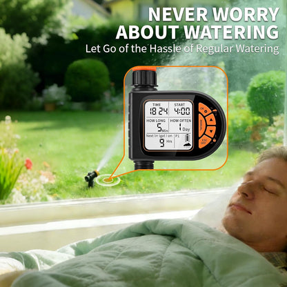 Sprinkler Timer for Garden Hose - Programmable Irrigation Timer with Rain Delay, Manual Watering, Child Lock, Outdoor Garden Automatic Irrigation Drip Watering System for Yard Lawn Pool Garden