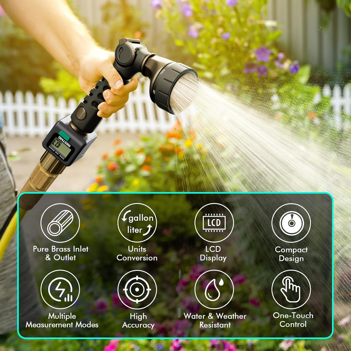 Water Flow Meter, Measure Gallon/Liter Consumption and Flow Rate