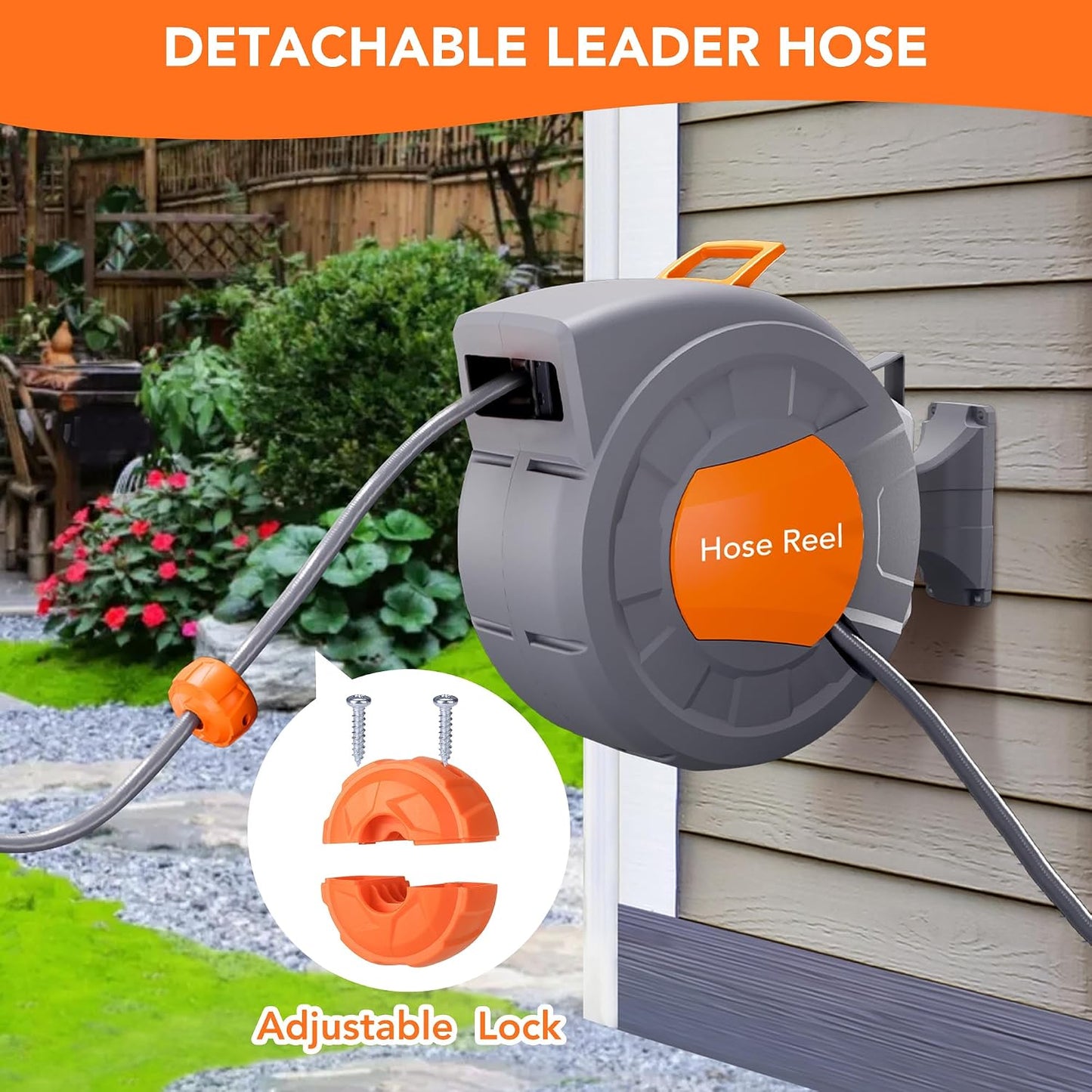 Retractable Garden Hose Reel, Water Hose Reel 1/2 in x 100 ft