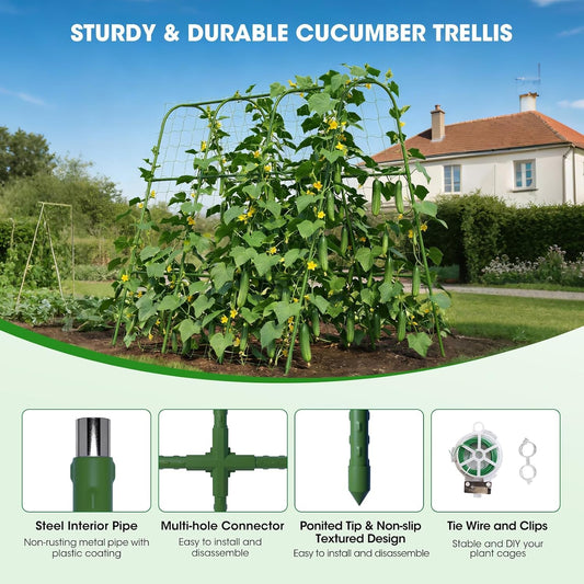 U-Shape Cucumber Trellis for Raised Bed 51.5''Lx50.5''Wx44''H