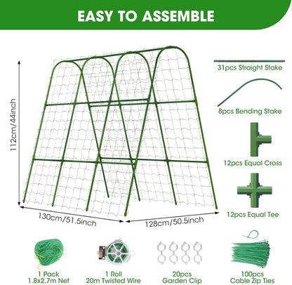U-Shape Cucumber Trellis for Raised Bed 51.5''Lx50.5''Wx44''H