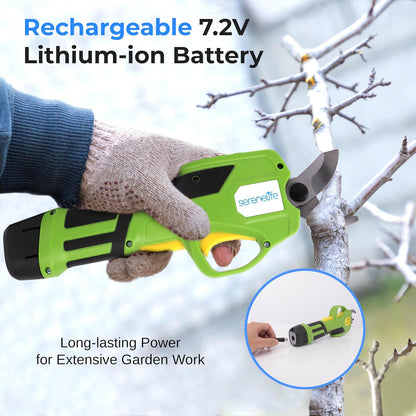 Cordless Pruning Shears & Branch Cutter | Electric Pruner with Telescopic Handle for 6 feet of Reach | Rechargeable Battery & .98 inch Cutting Diameter | Ideal for Bushes & Branches
