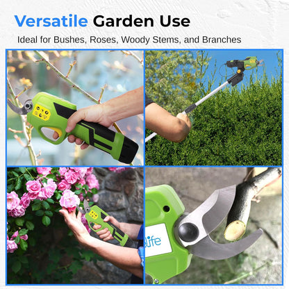 Cordless Pruning Shears & Branch Cutter | Electric Pruner with Telescopic Handle for 6 feet of Reach | Rechargeable Battery & .98 inch Cutting Diameter | Ideal for Bushes & Branches