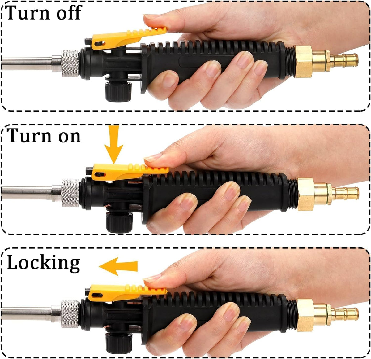 28 Inch Sprayer Wand,1/4" & 3/8" Brass Barbs Universal Hose Sprayer Wand Replacement,Stainless Steel Sprayer Wand with Shut off Valve 2 Hose Clamps and 1/2" Hose Quick Connector