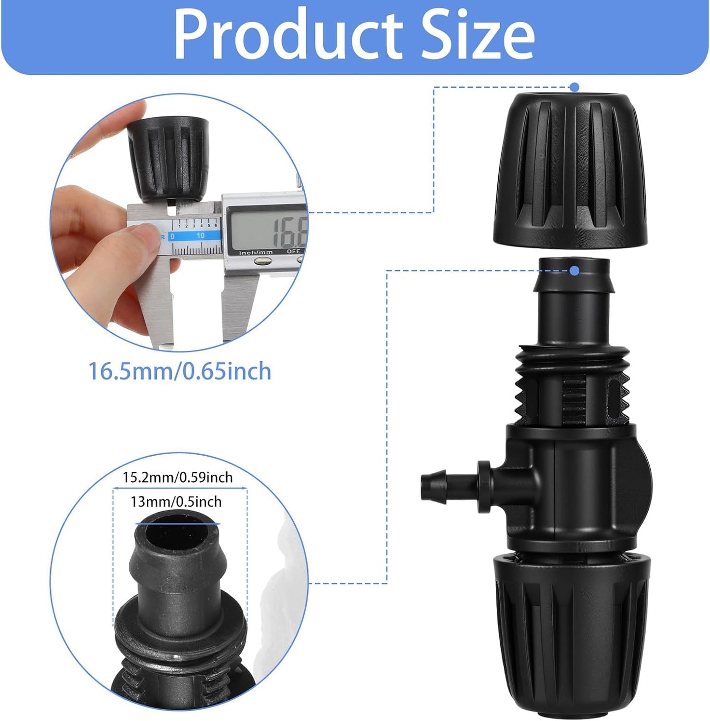 30pcs Drip Irrigation Fittings 1/2 to 1/4 drip irrigation connectors for (1/2'' ID x 0.60''-0.63'' OD) Anti-Drop Barbed Connectors Locked Barbed Tee Connector drips line connector