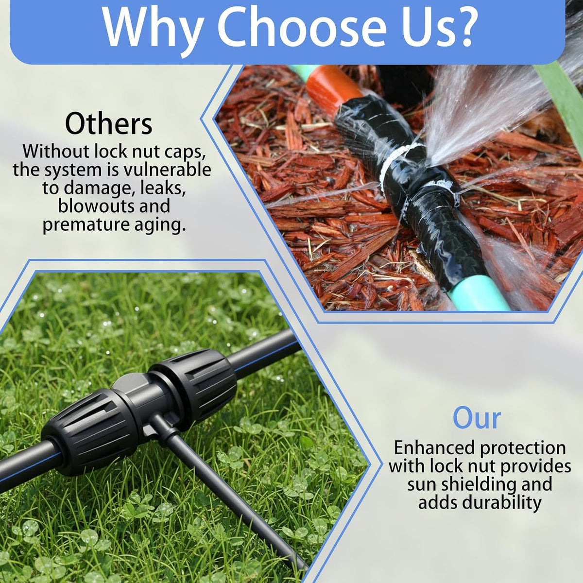 30pcs Drip Irrigation Fittings 1/2 to 1/4 drip irrigation connectors for (1/2'' ID x 0.60''-0.63'' OD) Anti-Drop Barbed Connectors Locked Barbed Tee Connector drips line connector