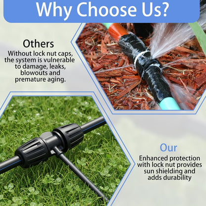 30pcs Drip Irrigation Fittings 1/2 to 1/4 drip irrigation connectors for (1/2'' ID x 0.60''-0.63'' OD) Anti-Drop Barbed Connectors Locked Barbed Tee Connector drips line connector