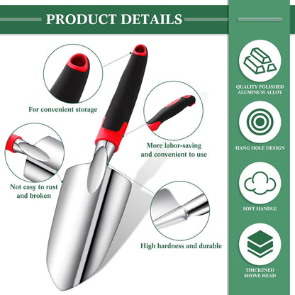 Garden Hand Trowel Transplant Trowel with Measurements Aluminum Alloy Planting Tools with Rubber Handle Small Gardening Hand Tools Shovels for Gardening Cultivating Transplanting Supplies