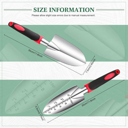 Garden Hand Trowel Transplant Trowel with Measurements Aluminum Alloy Planting Tools with Rubber Handle Small Gardening Hand Tools Shovels for Gardening Cultivating Transplanting Supplies