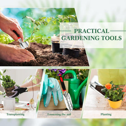 Garden Hand Trowel Transplant Trowel with Measurements Aluminum Alloy Planting Tools with Rubber Handle Small Gardening Hand Tools Shovels for Gardening Cultivating Transplanting Supplies