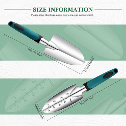 Garden Hand Trowel Transplant Trowel with Measurements Aluminum Alloy Planting Tools with Rubber Handle Small Gardening Hand Tools Shovels for Gardening Cultivating Transplanting Supplies
