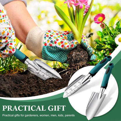 Garden Hand Trowel Transplant Trowel with Measurements Aluminum Alloy Planting Tools with Rubber Handle Small Gardening Hand Tools Shovels for Gardening Cultivating Transplanting Supplies